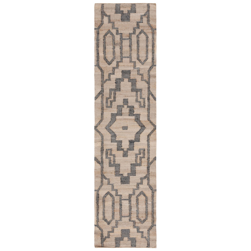 Tapis brun en jute / sisal tissé à plat Augst, Tapis de couloir 2 pi 3 po x 9 pi
