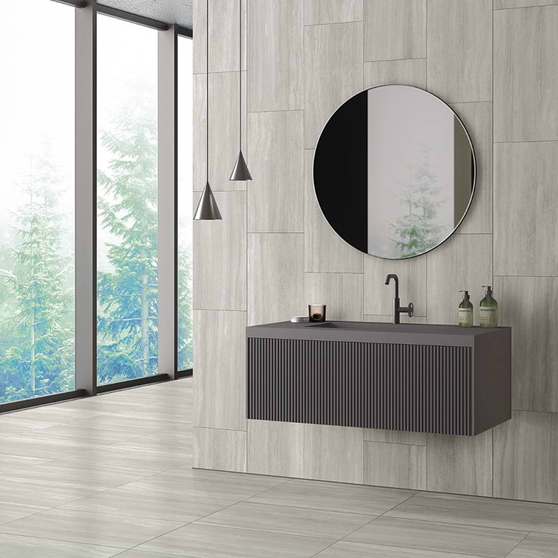 Nashville 12x24 Matte Travertine Look Porcelain Tile, Gray Matte