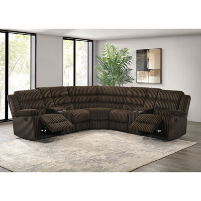 Kendra Chocolate Upholstered Reclining Sectional Sofa