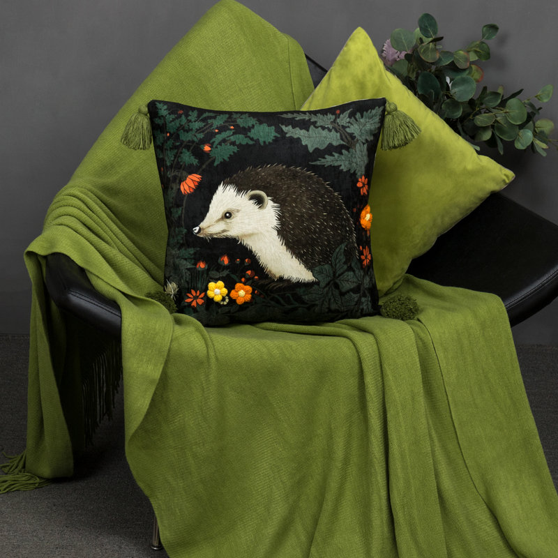 Housse de coussin décoratif hérisson 18 x 18 po