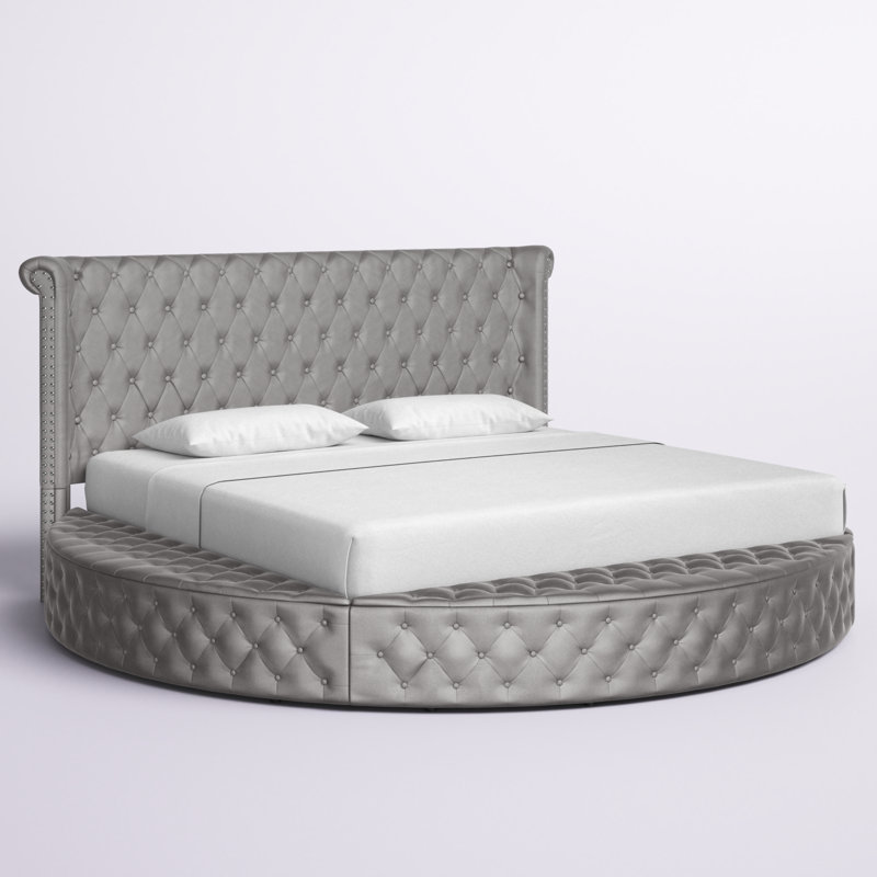 Oona Upholstered Wingback Storage Bed, Gray, Eastern King