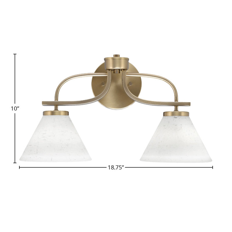 Unia 2 Light Bath Bar Shown In New Age Brass Finish With 7" White Muslin Glass