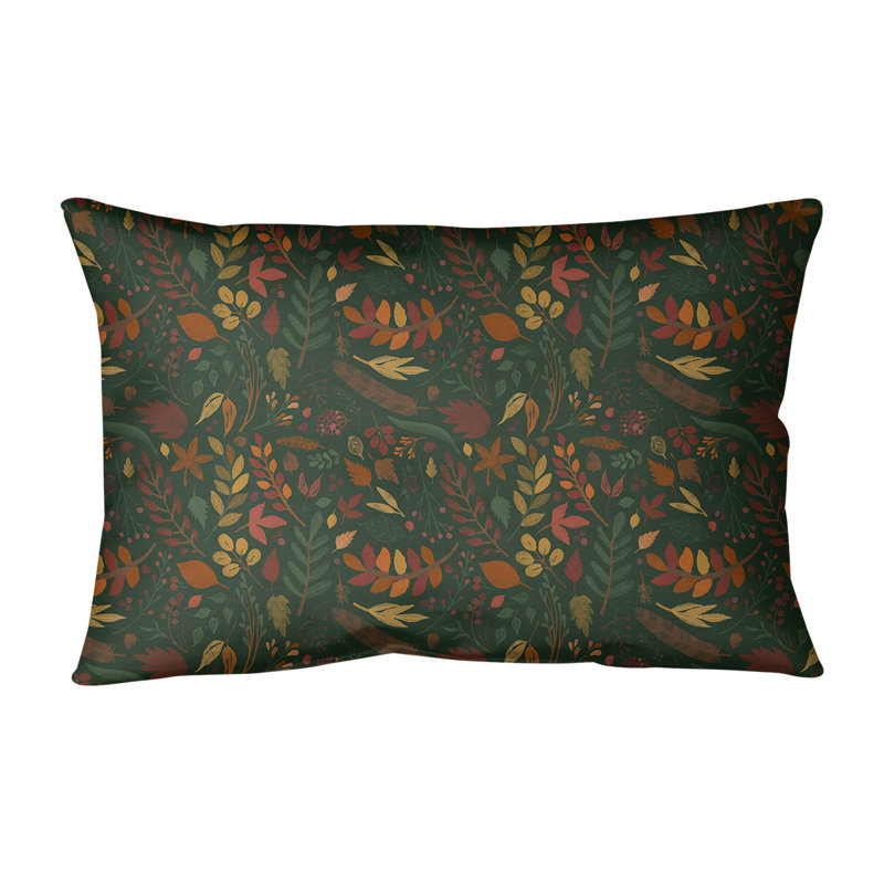 Linen Reversible Throw Pillow, Dark Green/Orange/Yellow