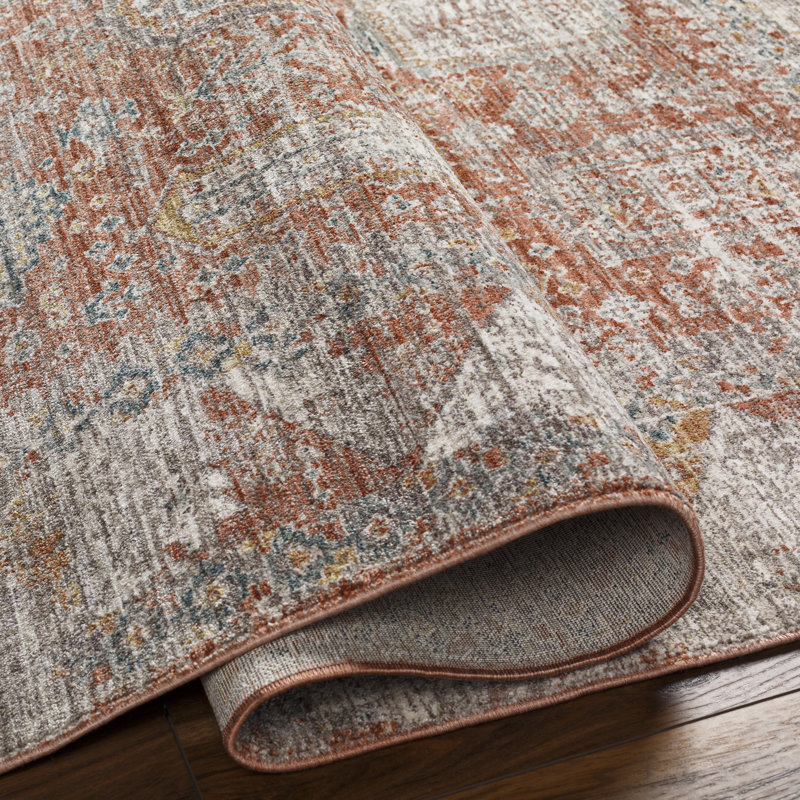 Everly Oriental Machine Made Power Loomed Polyester Area Rug in Red, Runner 2'11" x 10'