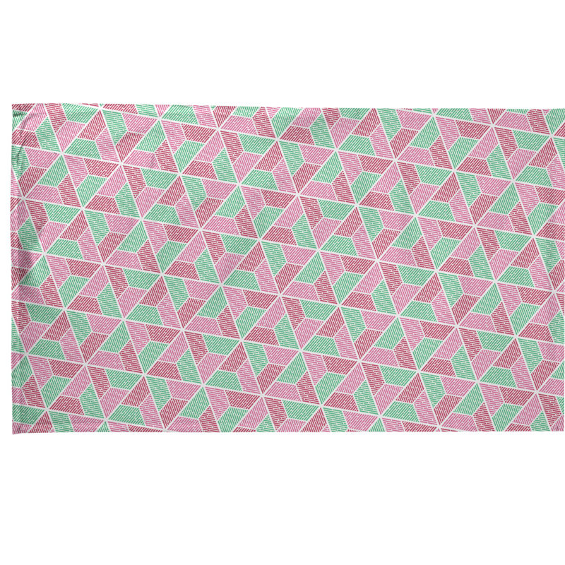 Serviette à thé trapézoïdals Mcguigan, Rose / Vert, Sergé de coton