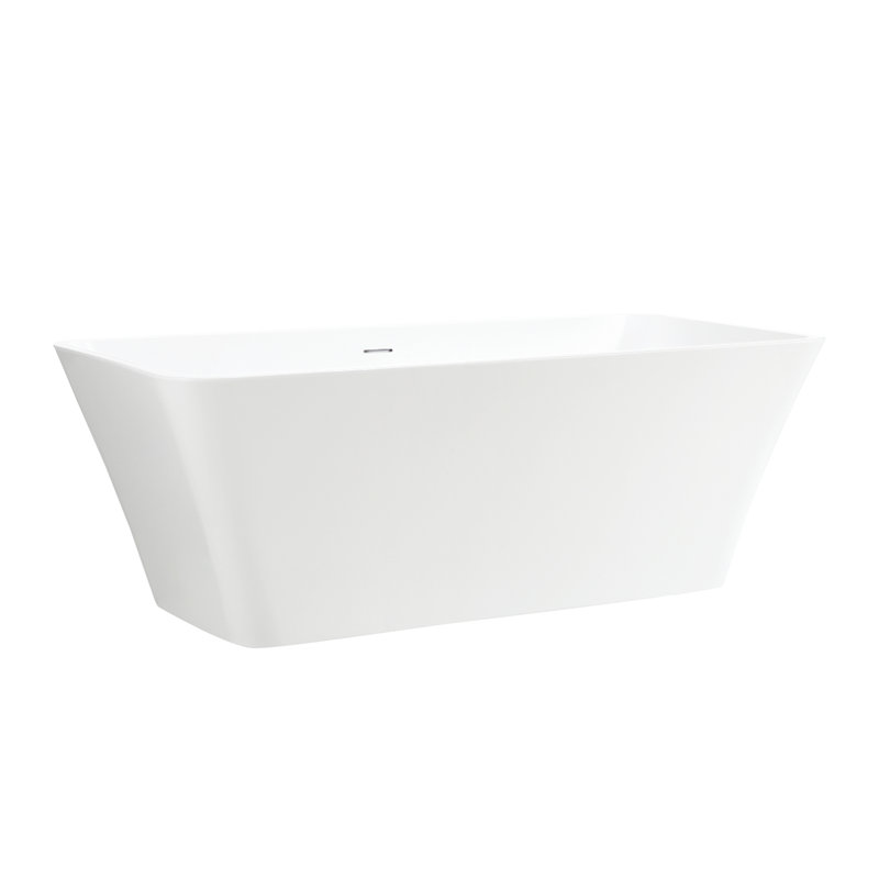 66.9" x 29.5" Freestanding Soaking Acrylic Bathtub, White/Integrated