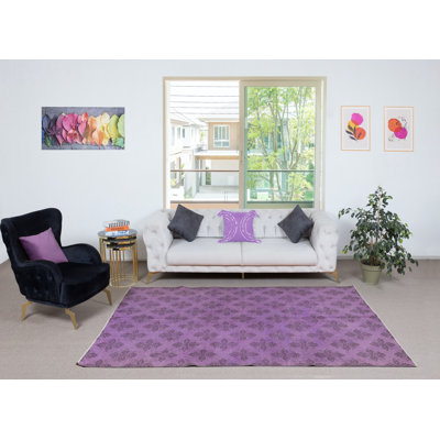 Tapis turc en laine fabriqué à la main à motif floral 5,3 x 8,6 pi