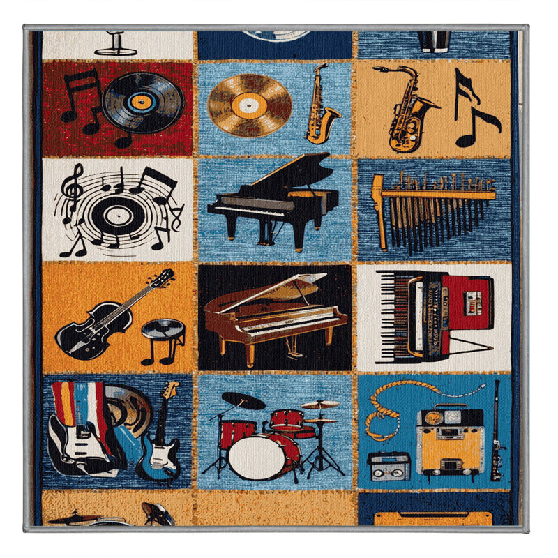  Tapis lavable Music Genres, Carré 6 pi