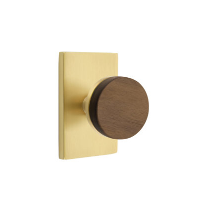 Ensemble de boutons d'intimité Emtek Select avec rosette rectangulaire moderne et tige conique, bouton en noyer foncé (CF)