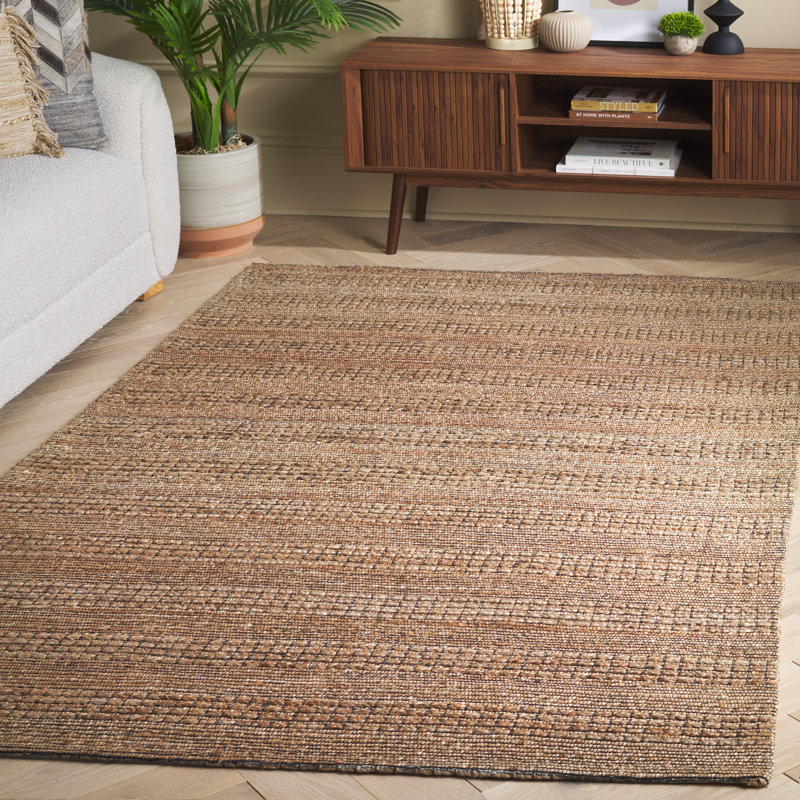Natural Fiber Flatweave Jute & Cotton Striped Rug, Rectangle 5' x 8'