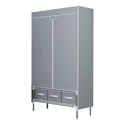 Portable Wardrobe With Roller Shutter Rod And 3 Drawer Boxes, Non-woven Fabric