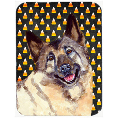 Caroline's Treasures Halloween Candy Corn Norwegian Elkhound Portrait Glass Cutting Board