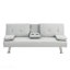 Canapé-lit avec accoudoirs à deux supports, structure en bois, pieds en acier inoxydable, futon blanc, PVC-234520119