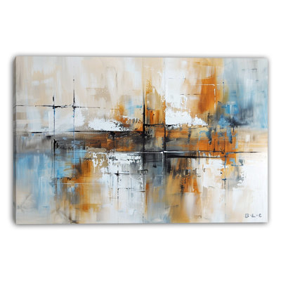 Amber Blue Grid Wrapped Canvas Wall Art