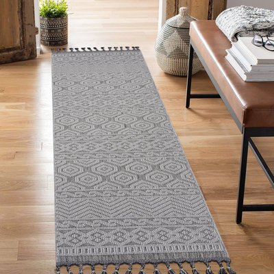 2X8 Loom & Area Rug, Grey/White Geometric Pattern, Indoor Outdoor, Stain , Non-Shedding, Safe For And Pets, Medium Pile Softness For Nurseries, Adorable, Indoor/Outdoor, Pet-