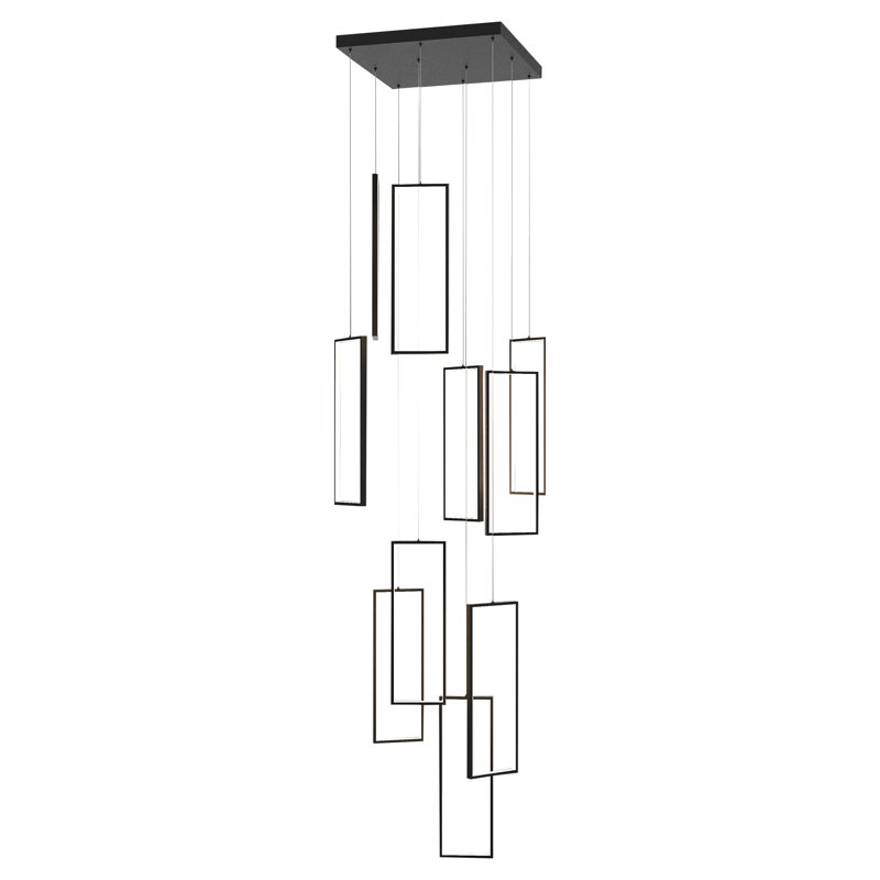 Lustre long avec escalier rectangulaire à 10 lumières DEL Keysha