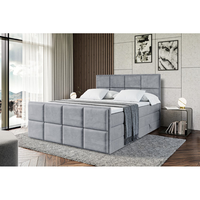 Bed, 140 x 200cm, in Grey