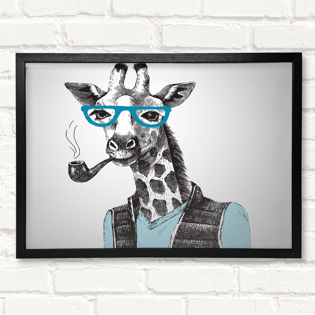 Die Giraffe mit Brille Gerahmter Druck