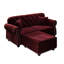 Velours de 63 po de style bourgogne 63 po avec garniture cloutée, roulé et à boutons, 2 places, moderne Mid-Century, construction, éponge résiliente haute densité, oreillers inclus