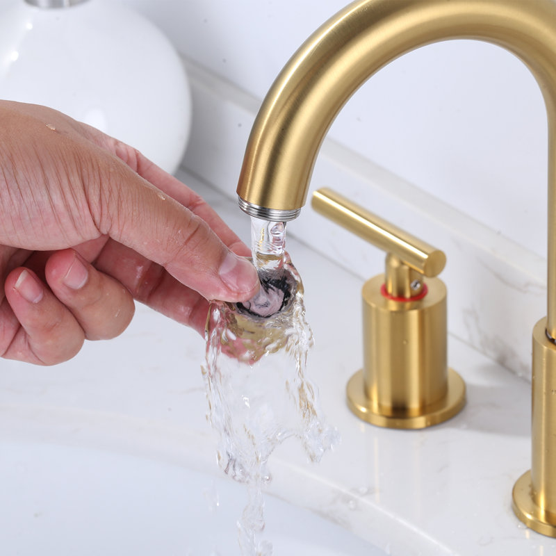 Widespread Bathroom Faucet 2-handle Bathroom Sink Faucet with Drain Assembly, Gold