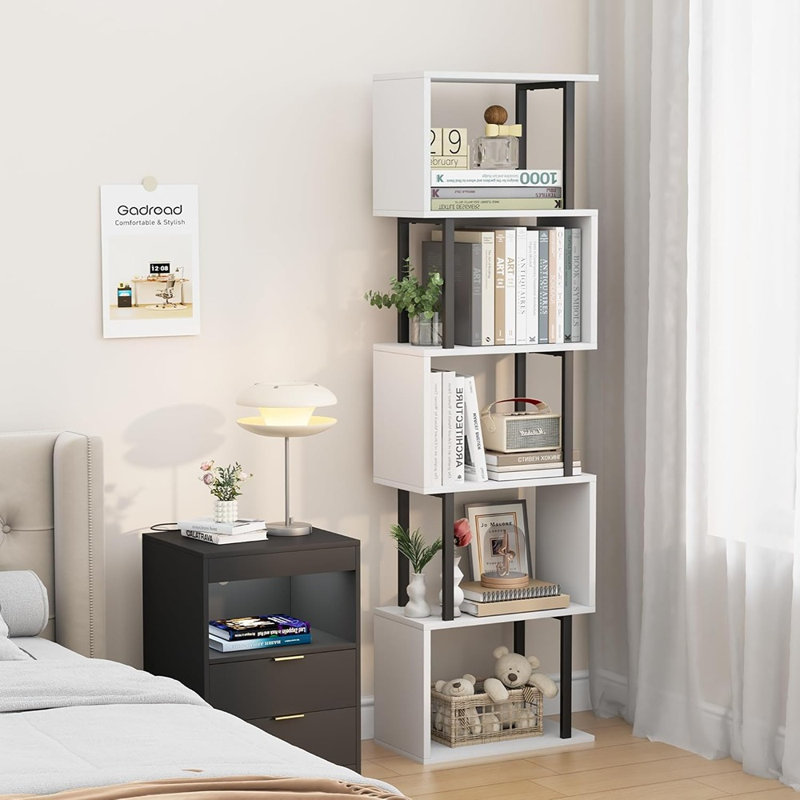 Bibliothèque à 5 niveaux, Blanc, (5 tablettes) H 8 po x l 18 po x P 11 po