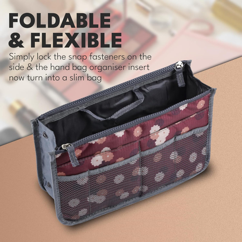 Brayden Studio Polyester Storage Tub & Tote, Floral Maroon