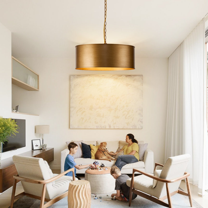 Luminaire suspendu rétro en métal 21 po, 4 lumières réglables suspendues à chaîne industrielle 4 lumières, 1 étage