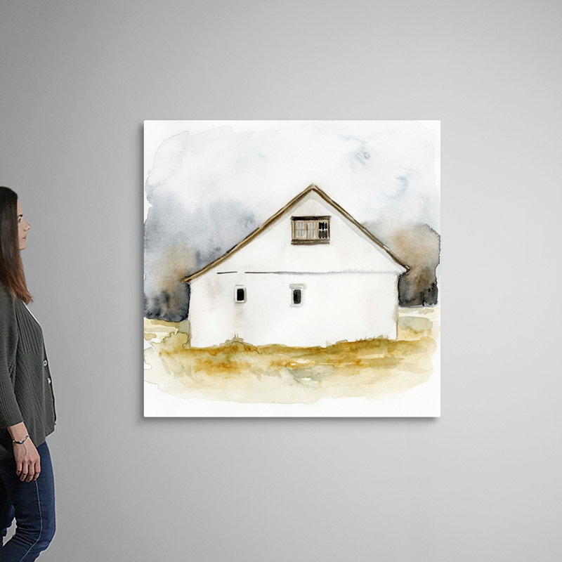 Reproduction d’art sur toile, "Barn Watercolor I" par Victoria Barnes, Toile tendue, H 48 po x l 48 po x P 1,25 po