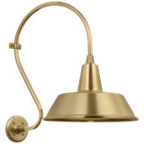 Thomas O'Brien, "Academy 15" Larrabee Barn Light in Hand-Rubbed Antique Brass with 16" Bowers Shade