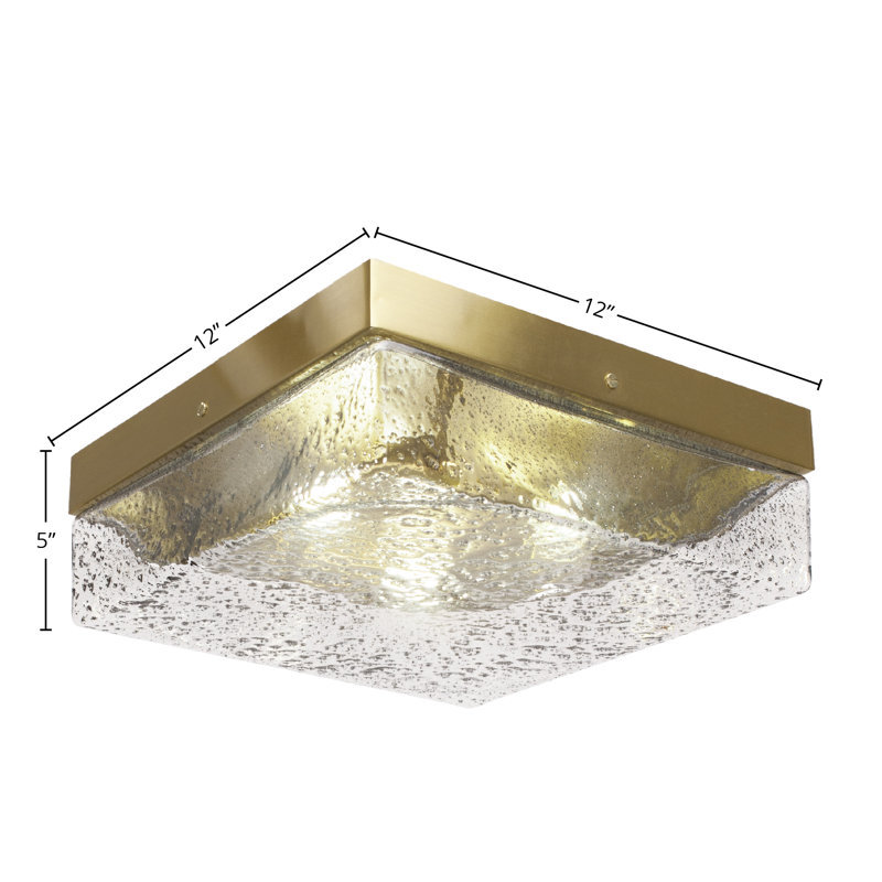 12" Flush Mount, 3-Bulbs, Show With Glass, New Age Brass