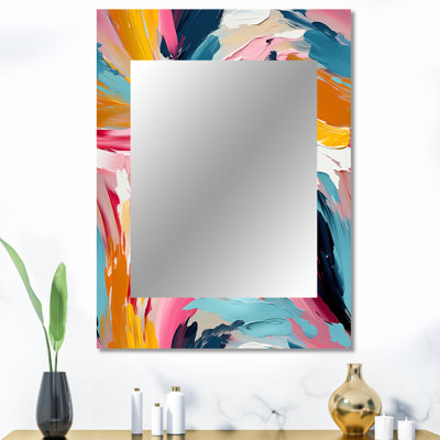 «Colorful Vibrant Paint Swirl Bliss» - miroir décoratif abstrait, grand miroir mural moderne, impression d'art en métal