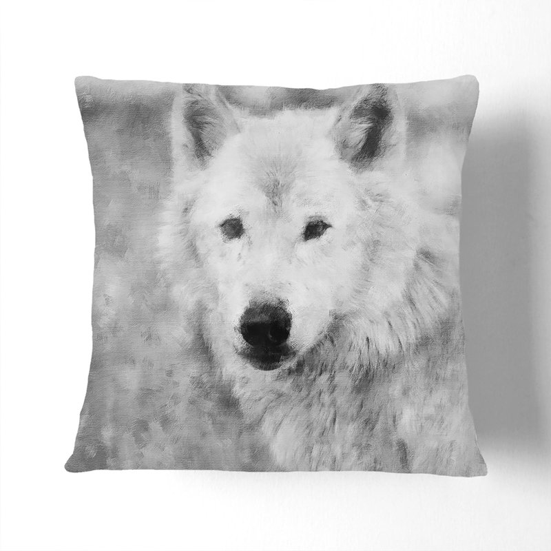 White Wolf Scatter Cushion, 55cm H x 55cm W x 20cm D