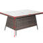 Table de patio rectangulaire avec verre trempé transparent - Cadre en aluminium, brun, protégé et eau, assemblage inclus extérieur et extérieur, brun, résistant aux intempéries,
