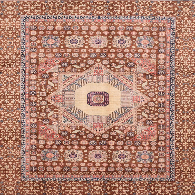Tapis abstrait à motif abstrait moderne 4012, Carré 4 pi