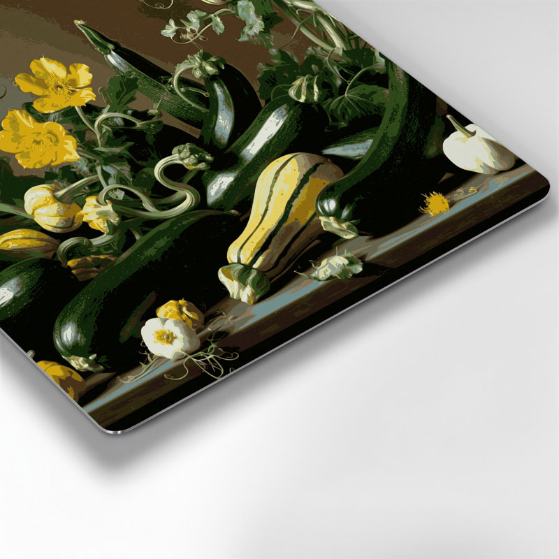 Art mural en métal vert légumes courgettes, H 16 po x l 16 po