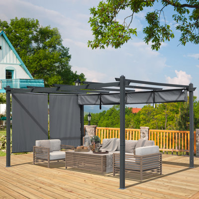 14 Ft. W x 11 Ft. D Aluminum Pergola with Canopy