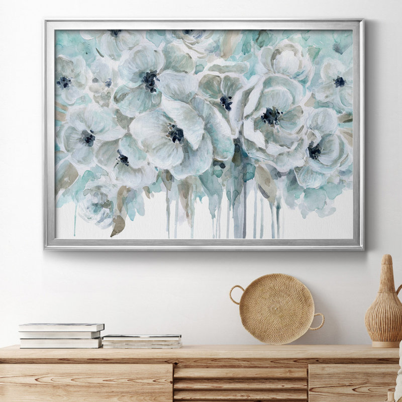 Teal Harmony II - peinture sur toile encadrée, Argent, H 18,5 po x l 24,5 po x P 1,5 po