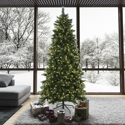 Arbre de Noël vert épinette réaliste avec lumières DEL