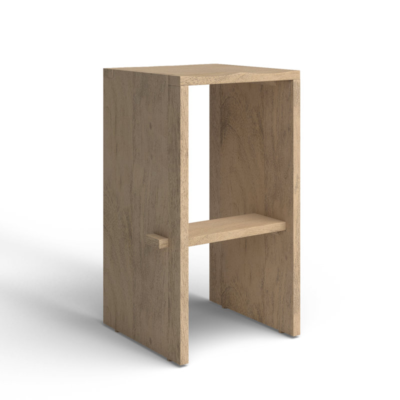 Dalina Solid Wood Stool, Light Brown