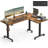 L Shaped Electric Standing Desk, 63 X 47.2 Inches, Height Adjustable Corner Desk With Power Outlets, 2 Memory Buttons, Easy To Assemble, For Home Office, Rustic Brown