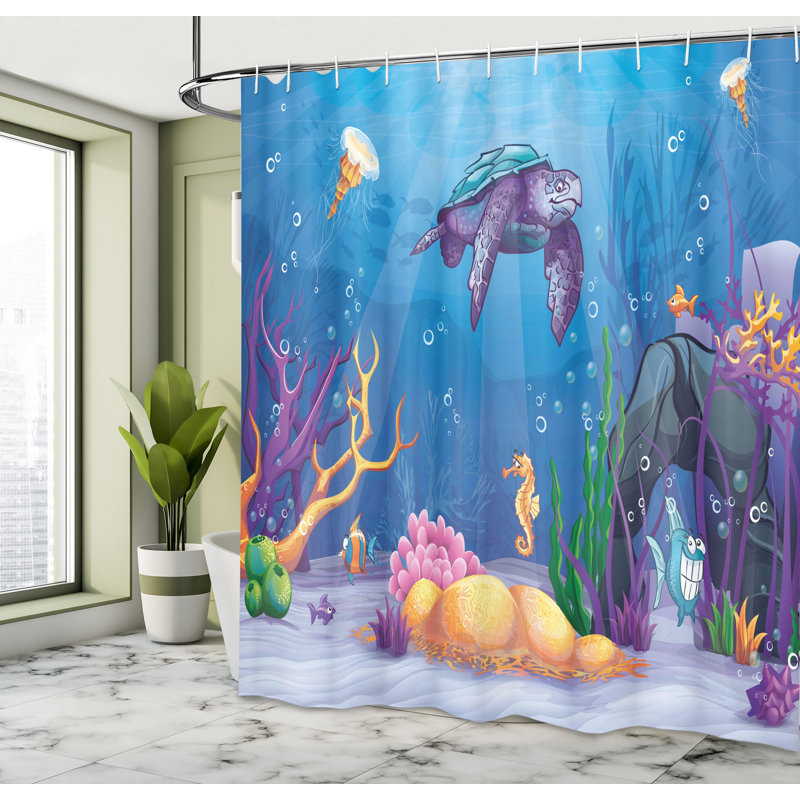 Shower Curtain with Hooks Included, 75" H x 69" W