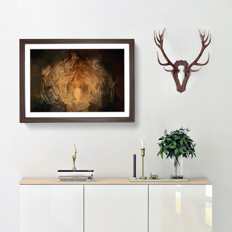 Love in Place in Abstract - Picture Frame Graphic Art Print, 50cm H x 76cm W x 2cm D, Walnut