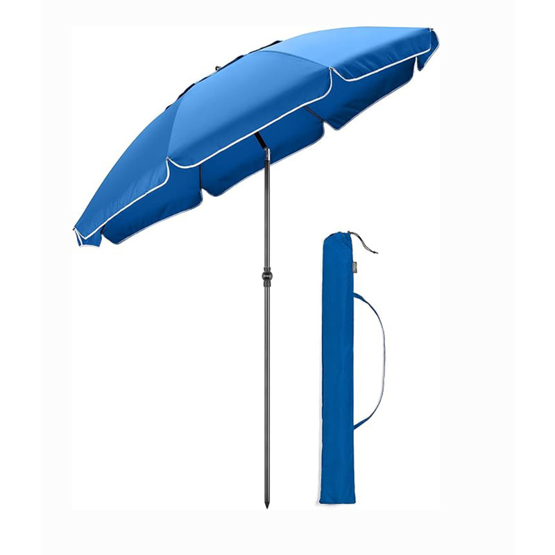 2m Beach Umbrella Portable Tilting Parasol Sun Shade with UV Protection and Bag, Blue