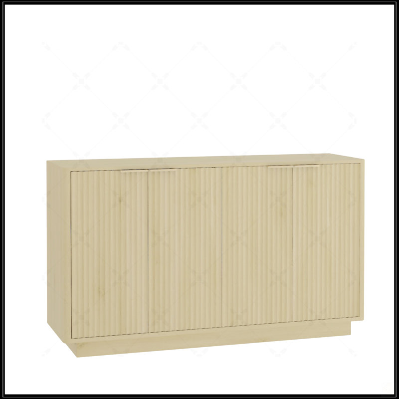 Wood Modern Buffet Cabinet With Fluted Design, Adjustable Shelves, And Spacious Storage For Versatile Use In Any Home, Wood