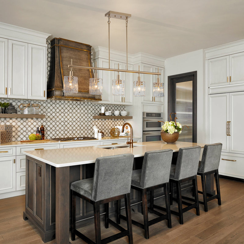 5-Light Clear Glass Linear Kitchen Island Pendant