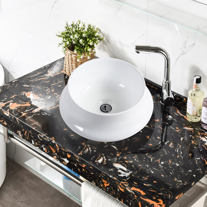 Ceramic Vessel Bathroom Sink White - Fade Surface, Dependable Wear-, Attractive
