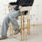 25" Upholstered Gold Chenille Arm Counter Stool-1512341800