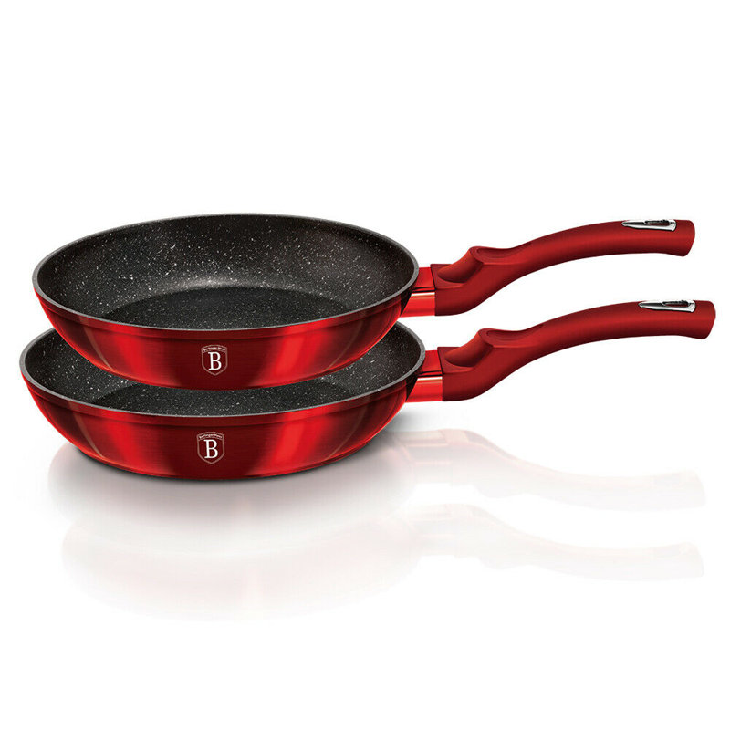 Aluminum Non-Stick Frying Pan Set, Red, 20 cm/24 cm
