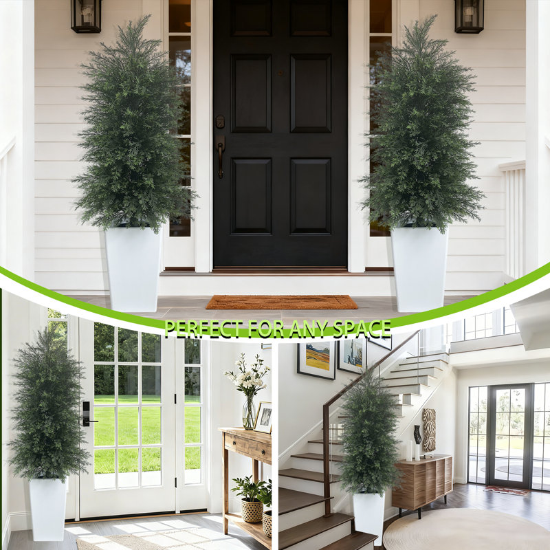 Artificial Cedar Tree With White Pot