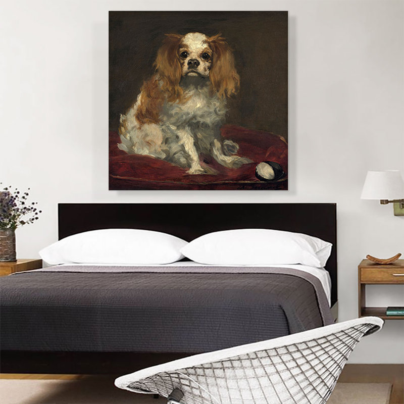 «A King Charles Spaniel 1866» par Edward Manet, reproduction d'art sur toile tendue, H 36 po x l 36 po x 1,5 po